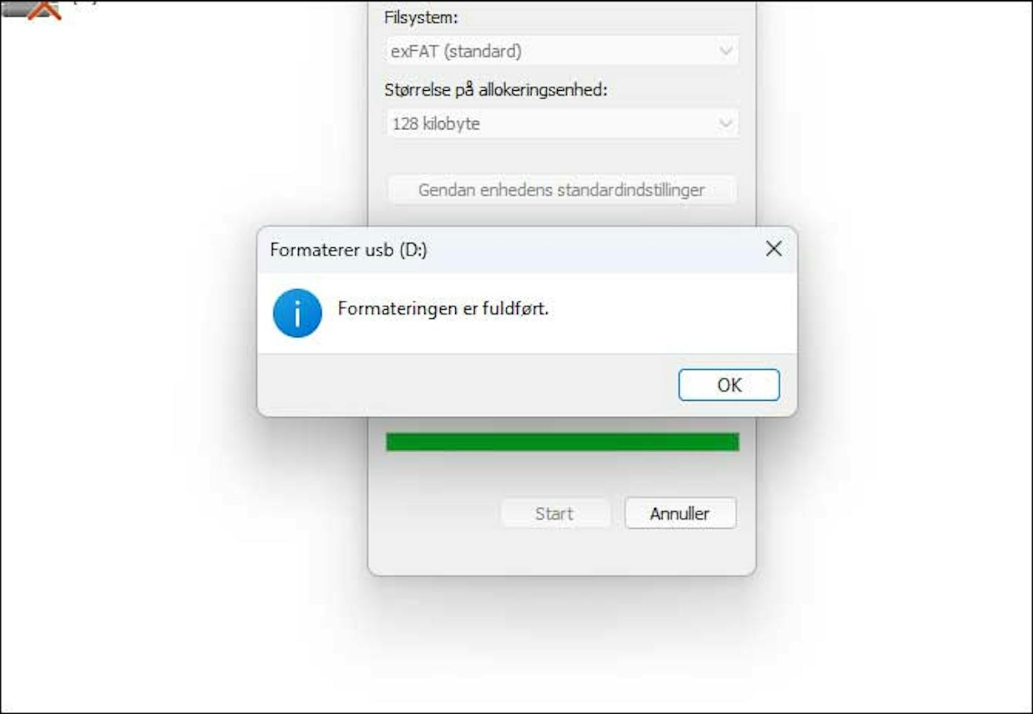 Trin 4: Når du har formateret harddisken eller en USB-nøgle, har du et helt tomt drev at arbejde på.